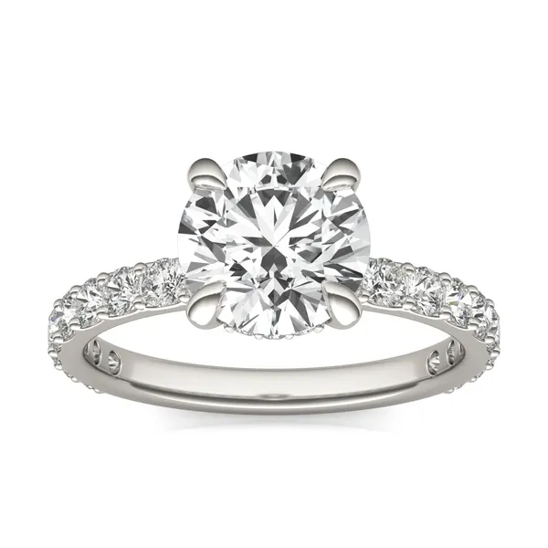 Round Custom Hidden Halo Bold 3/4 Eternity Engagement Ring Setting